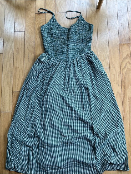 aerie Dresses & Skirts - aerie At the Barre Green Gingham Maxi Dress with Smocked Bodice